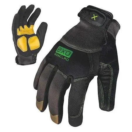 Ironclad Ironclad EXO2-MLR-03-M Mechanics Glove, Genuine Leather, M, Black/Green — product photo
