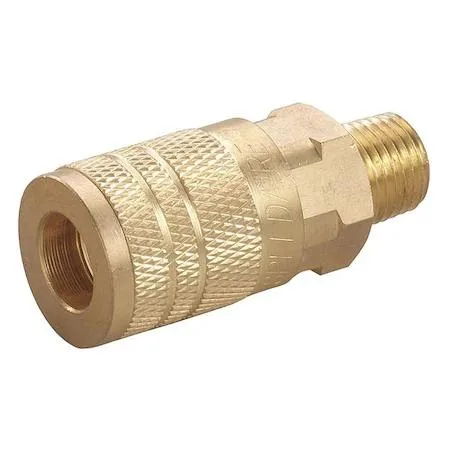 Brass quick-connect hose coupling with polished finish, 1/4 inch body size