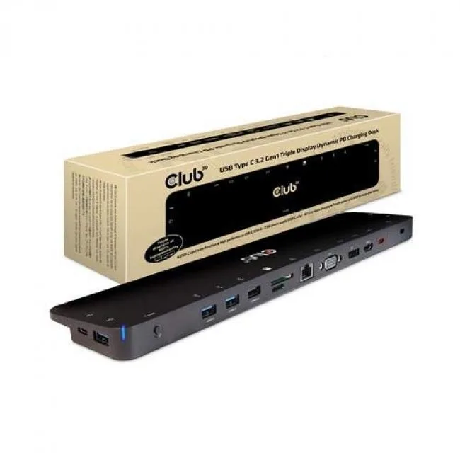Club3D Club3D CSV-1564W100 USB 3.2 Gen1 C Triple Display Dock 100W PD 5 USB-A Ports — product photo
