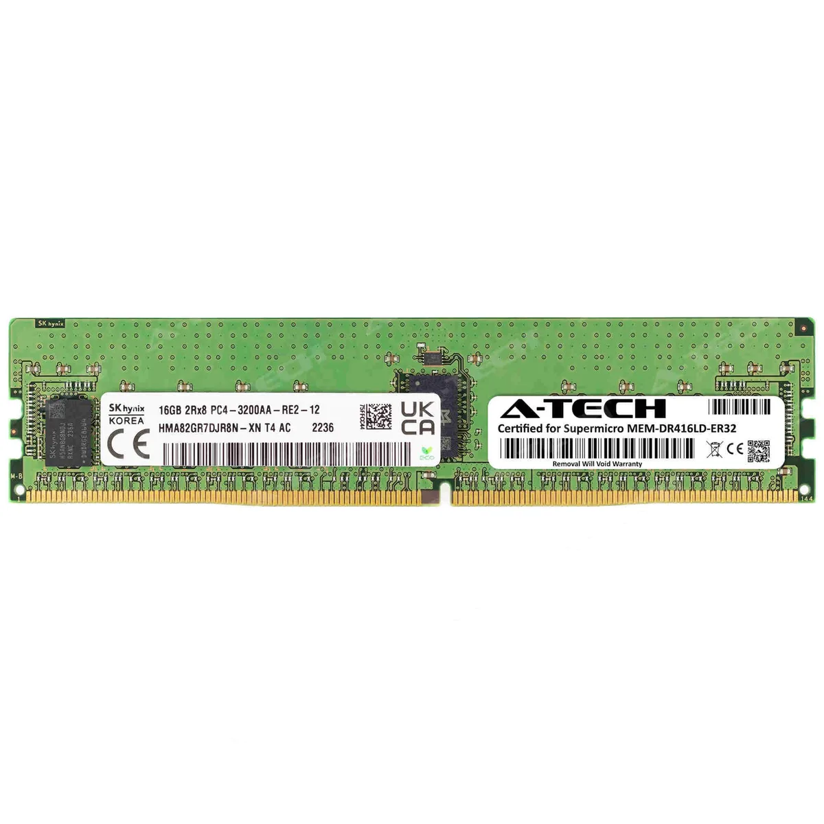 A-Tech A-Tech Supermicro Certified 16GB DDR4 3200MHz CL22 2Rx8 ECC RDIMM — product photo
