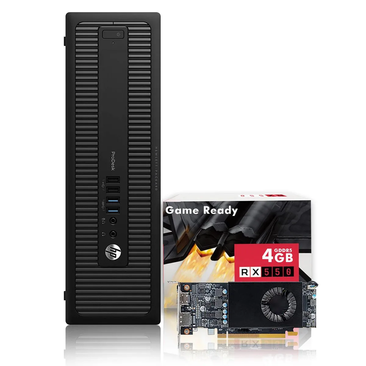 HP HP ProDesk SFF Gaming Desktop PC Core i5-4570 3.2GHz 32GB DDR3 512GB SSD Radeon RX550 4GB DDR5 Windows 10 Pro — product photo