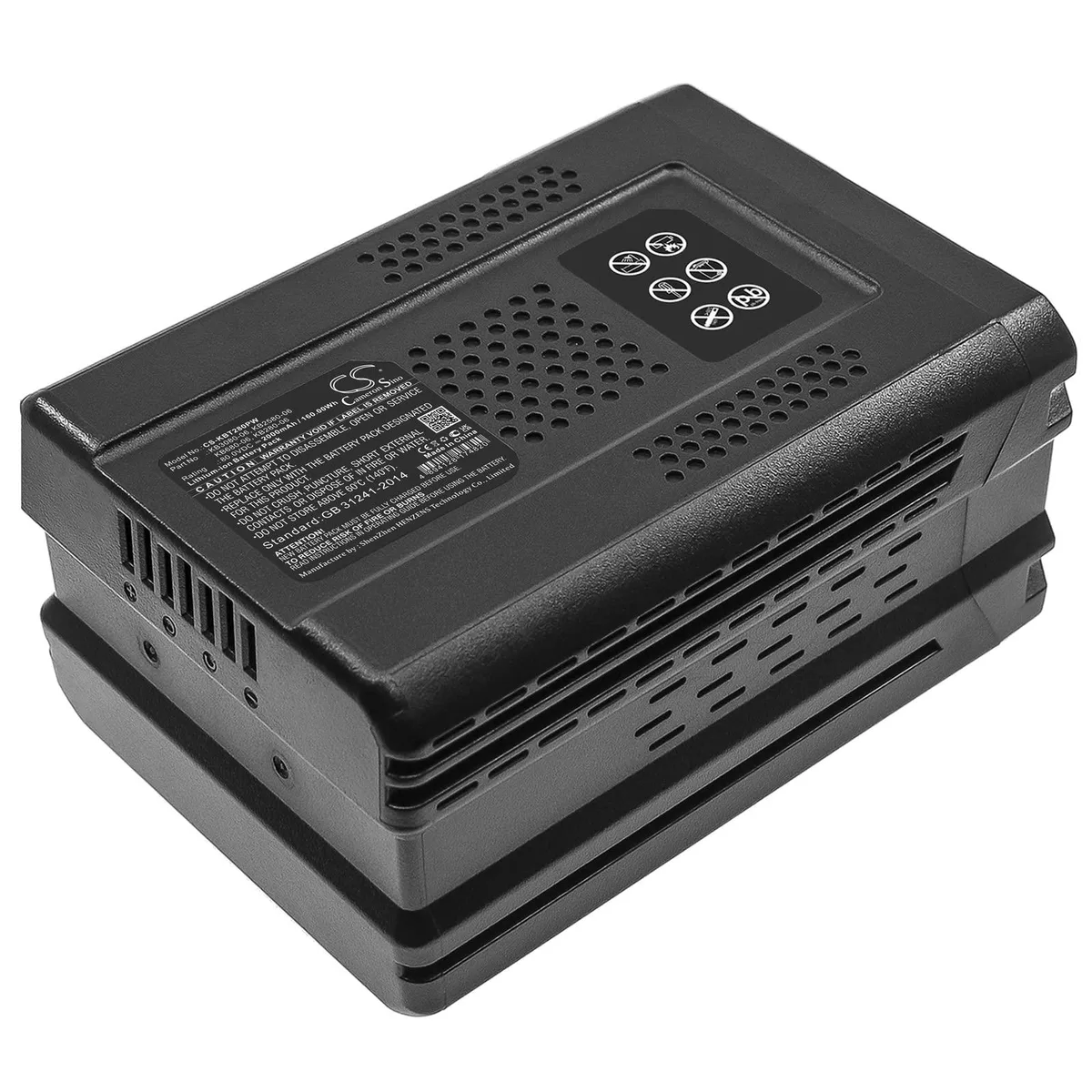 Rectangular black battery pack with slide-on contacts and Cameron Sino branding