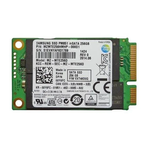 SAMSUNG SAMSUNG MZ-M256D PM851 256GB mSATA laptop hard drive — product photo