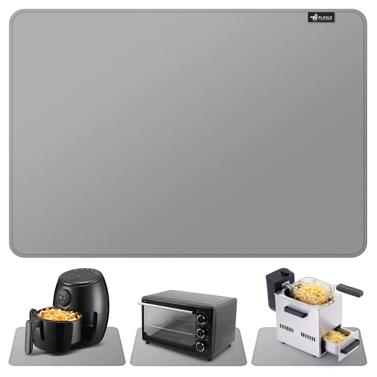 Rectangular gray silicone mat, 12 by 18 inches, smooth flexible surface