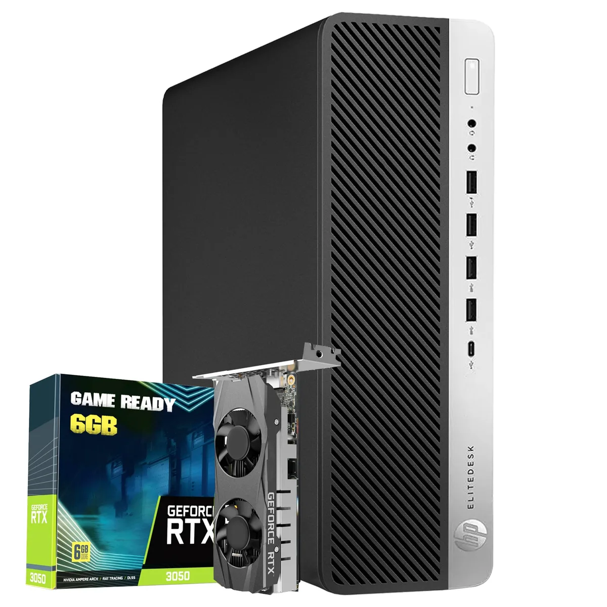 HP HP EliteDesk 800 G4 SFF gaming PC RTX 3050 6GB i5-8500 32GB DDR4 1TB NVMe — product photo