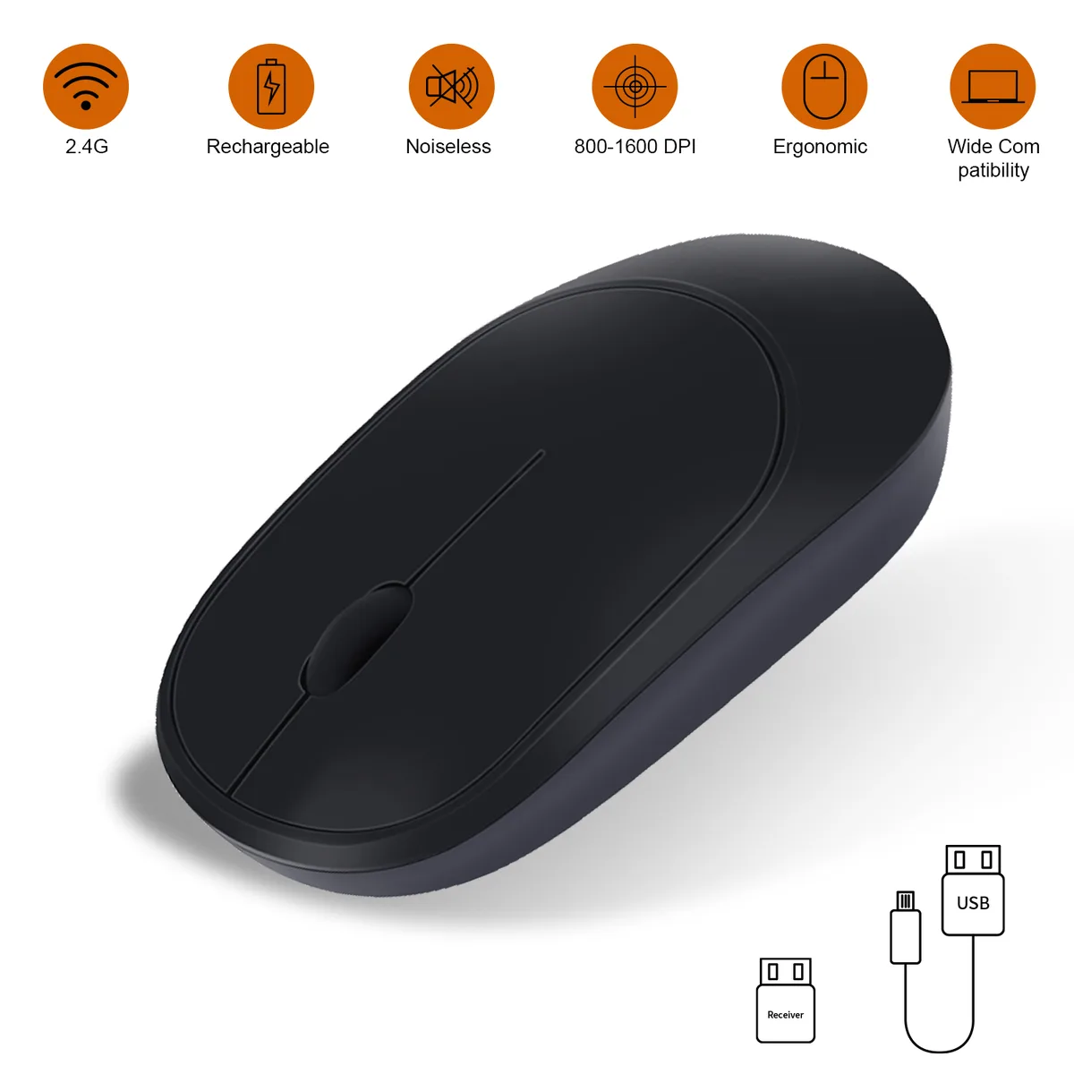 Anivia(China) Anivia(China) 2.4G Rechargeable Wireless Mouse Black 800-1200-1600 DPI — product photo