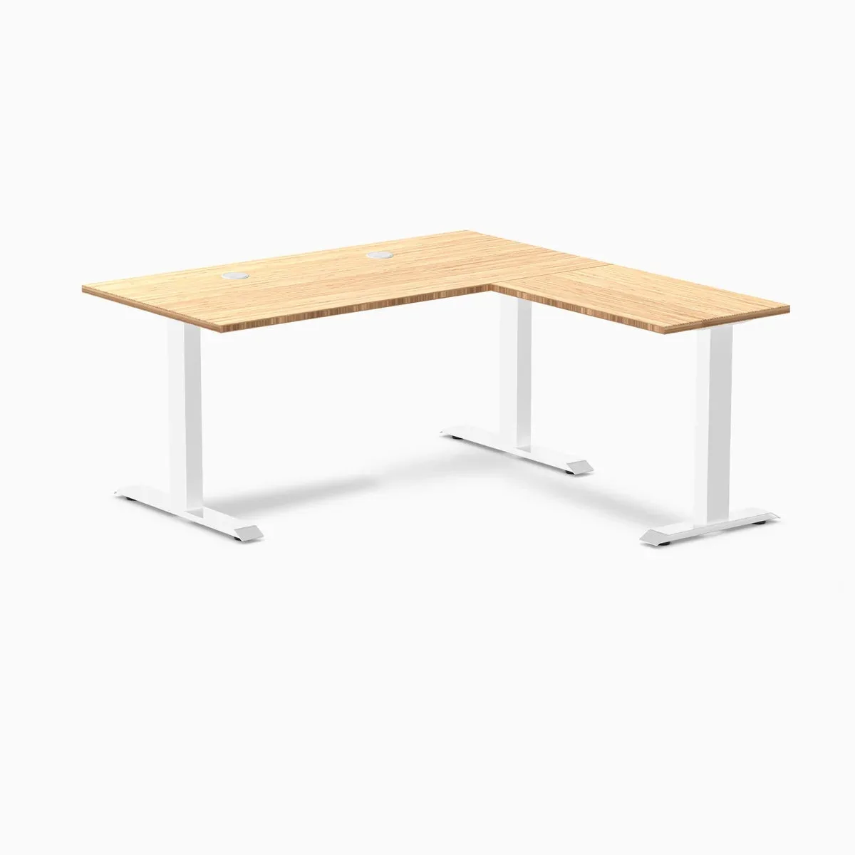 Desky Desky Zero Bamboo L-Shape Office Desk 60 x 30 x 62 x 20 in Bamboo White Grommets — product photo
