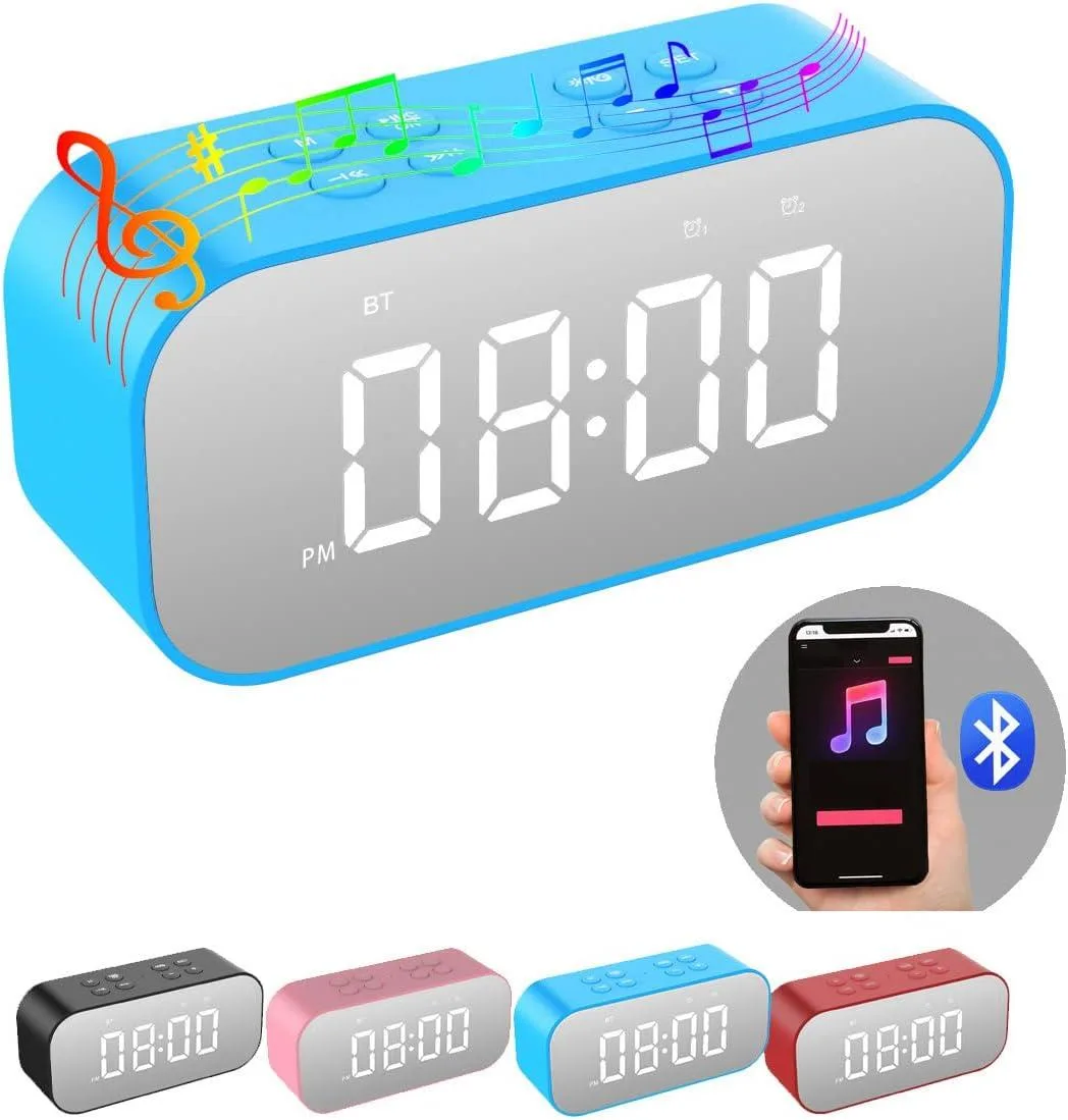 KEHIPI KEHIPI Digital Alarm Clock with Bluetooth Speaker Blue 12H — product photo