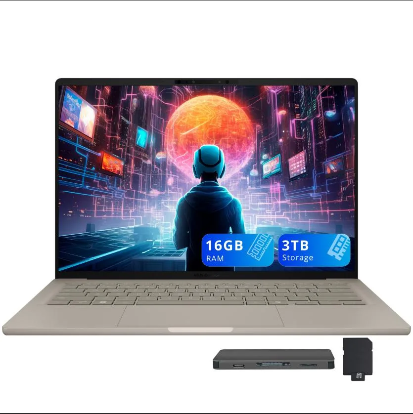 ASUS ASUS Zenbook 14" FHD+ OLED Snapdragon X Plus X1P-42-100 16GB 2TB Zabriskie Beige business laptop — product photo