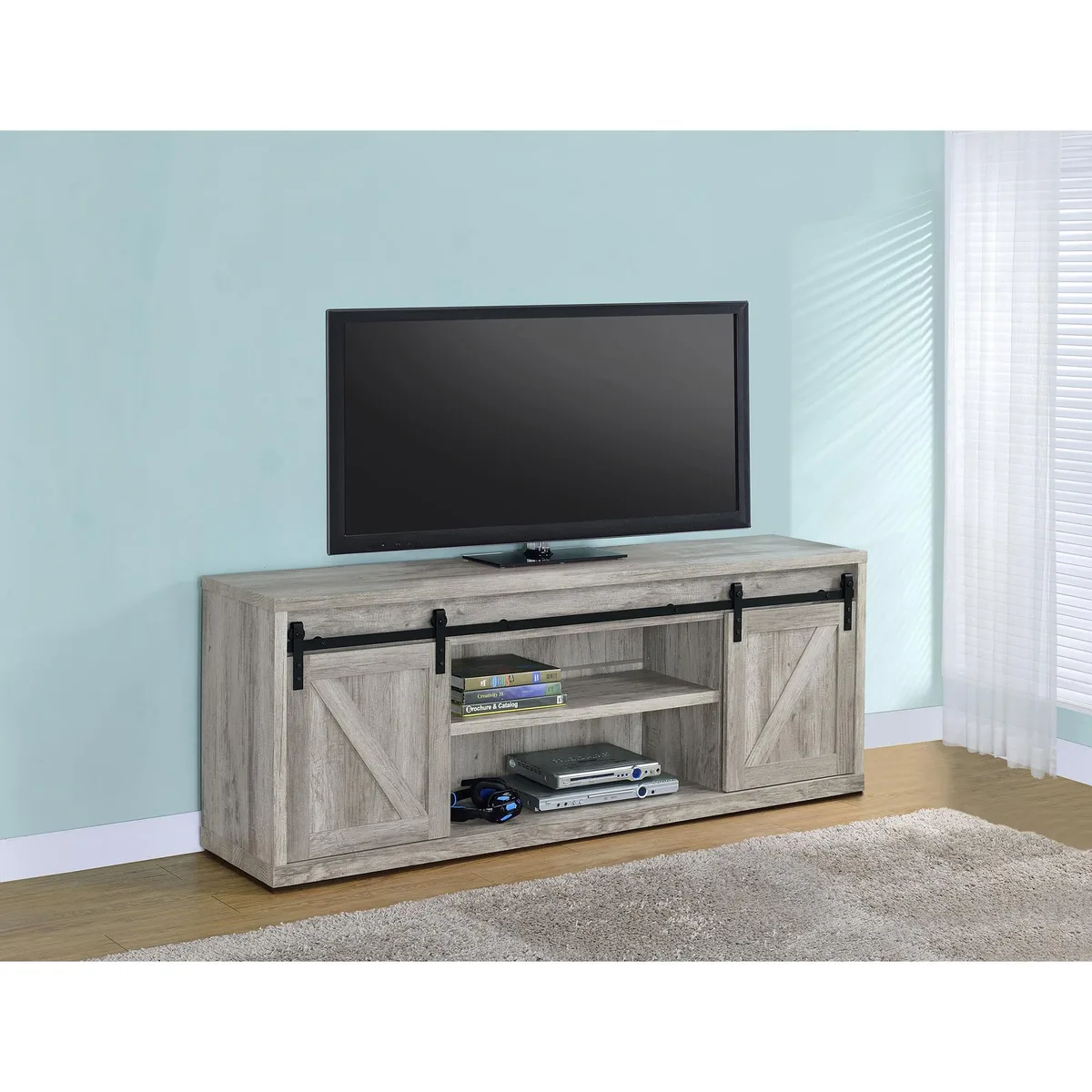 tuphen tuphen 2-Door Engineered Wood TV Stand Grey Driftwood MDF — product photo