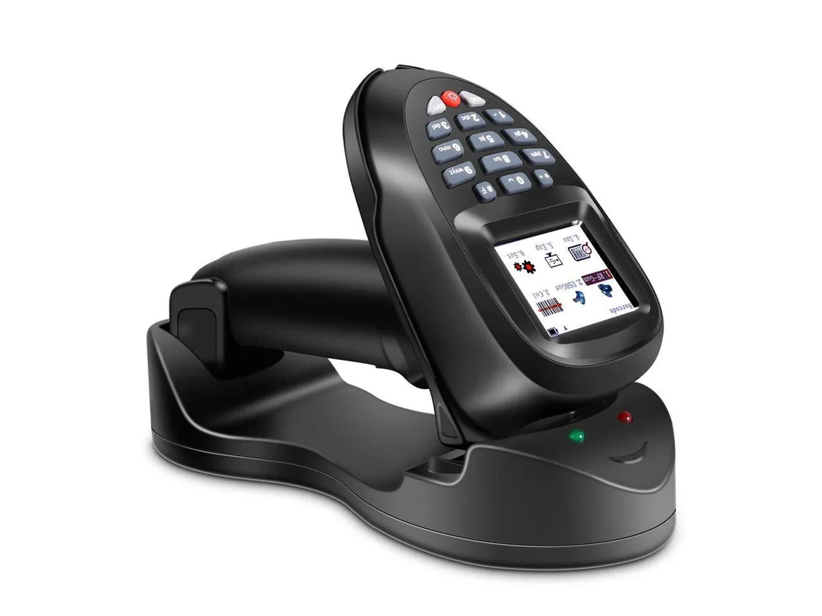 BONAEVER BONAEVER 1D 2D QR PDF417 Wireless Barcode Scanner 433MHz 2.2in TFT Color Screen USB Cradle — product photo