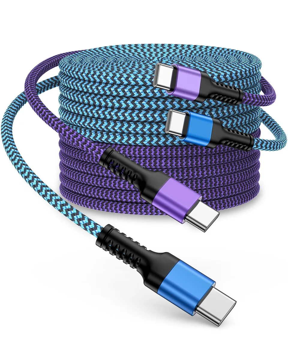 No Sew No Sew USB-C to USB-C Cable 10 ft 20W Blue Purple 2 Pack — product photo