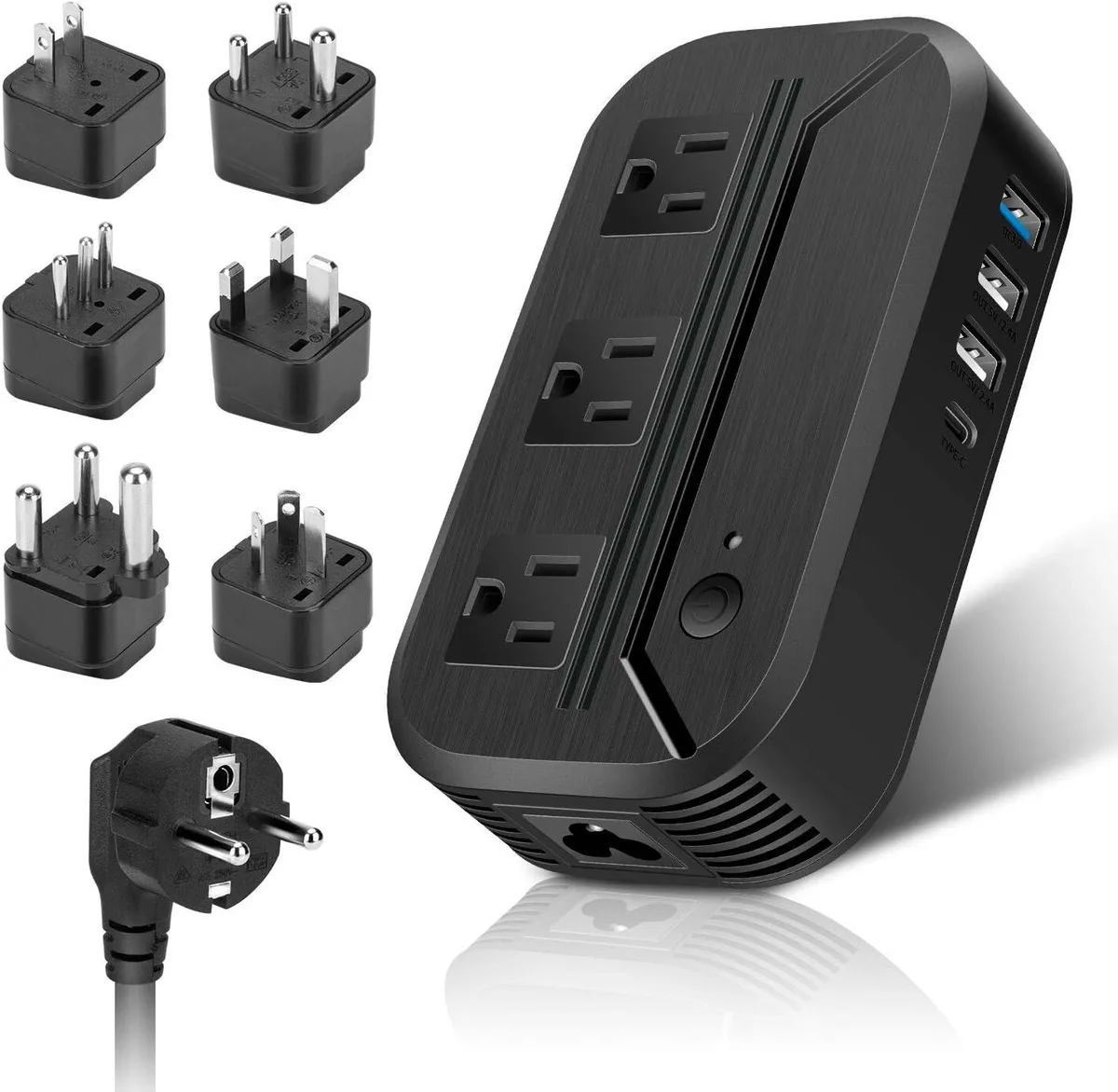 BFKK BFKK 2300W Step-Down Converter 220V to 110V 3 AC 3 USB Type-C power adapter — product photo