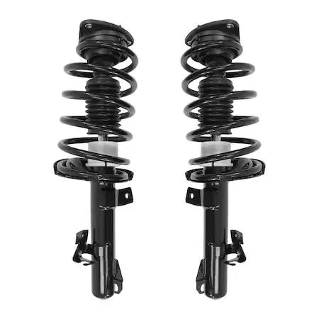 Unity front strut assembly kit, two pre-assembled units, silver metal finish, coil springs visible