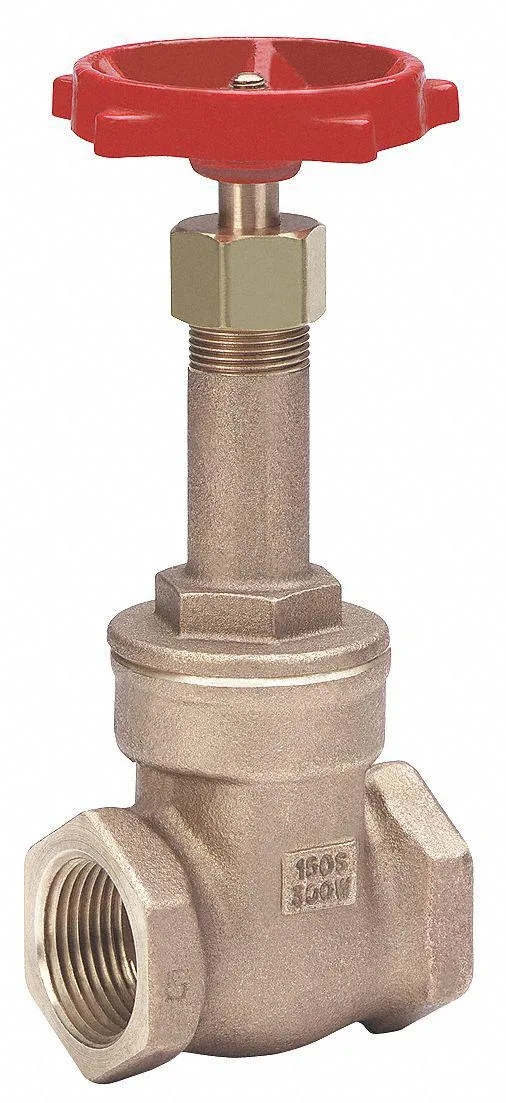 Bronze gate valve with rising-stem wheel handle, 3/4 inch NPT female threads