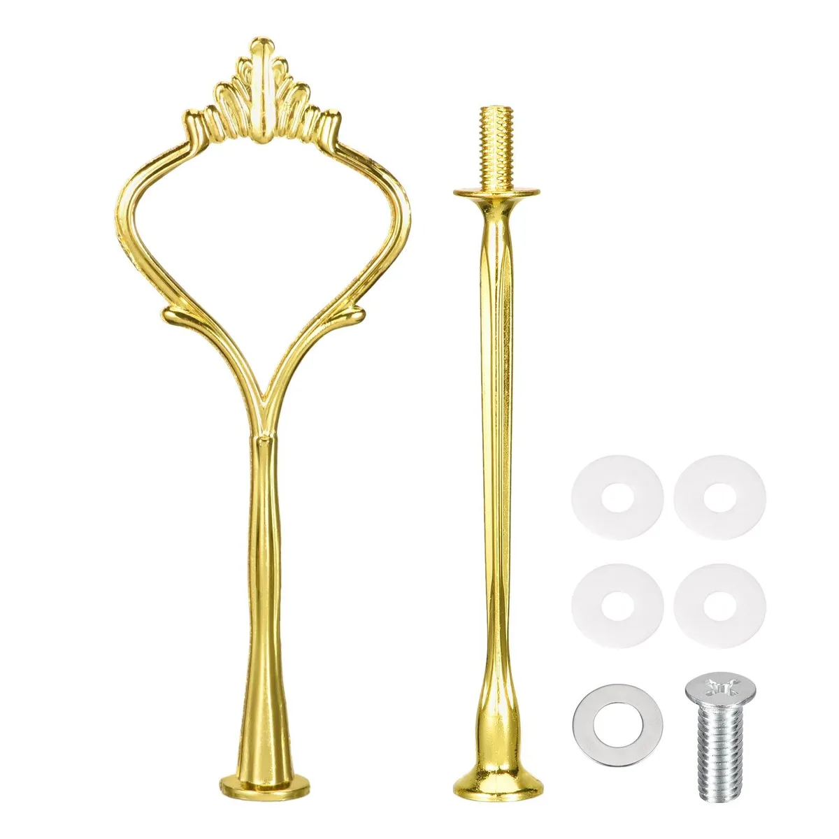 uxcell a23111400ux0034 2-Tier Crown Gold Cake Stand Handle Set — product photo