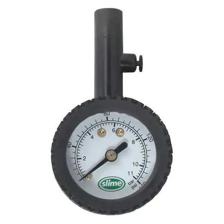 Slime 20186 dial tire gauge transparent rubber housing dual scale PSI kPa Bar bleeder valve reset button