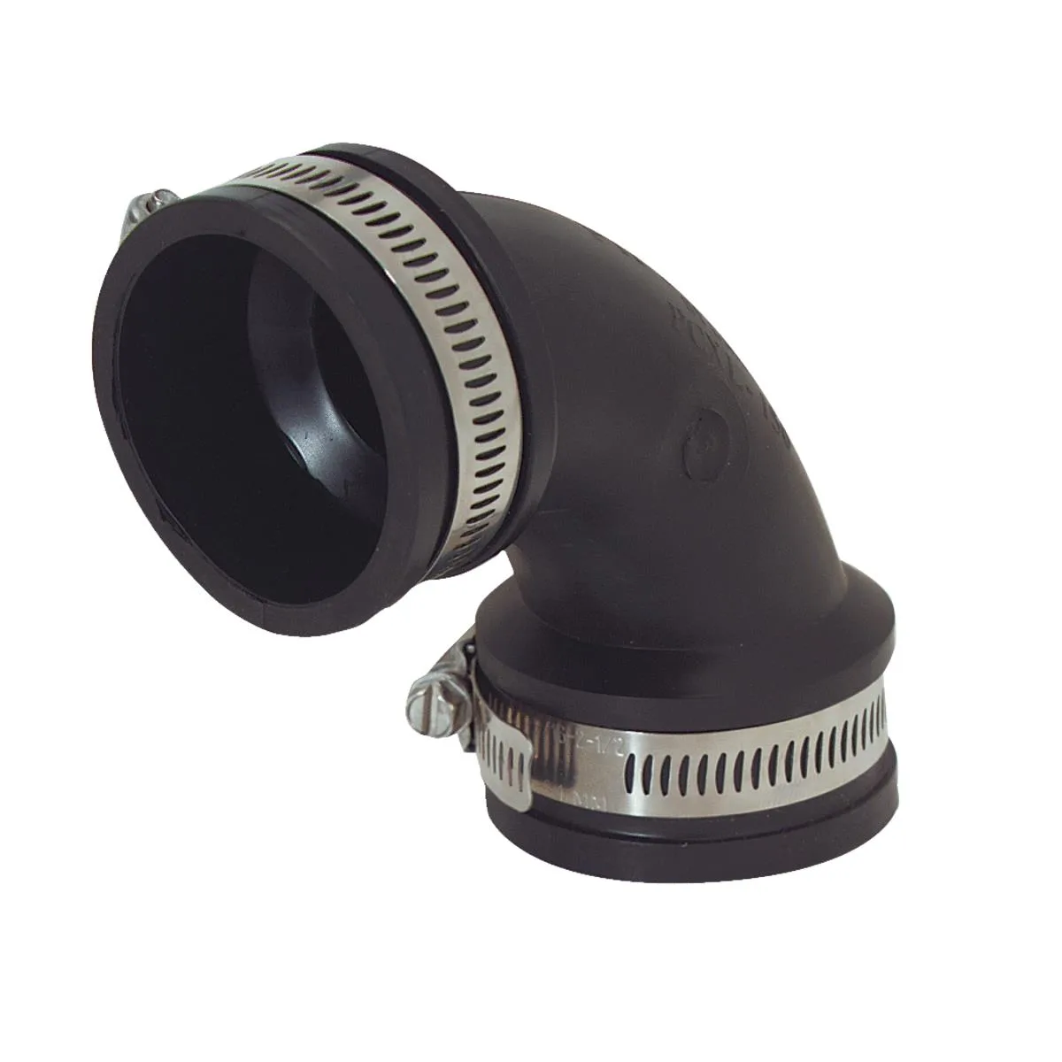 Flexible PVC 90-degree repair elbow, 1-1/2 inch, black finish