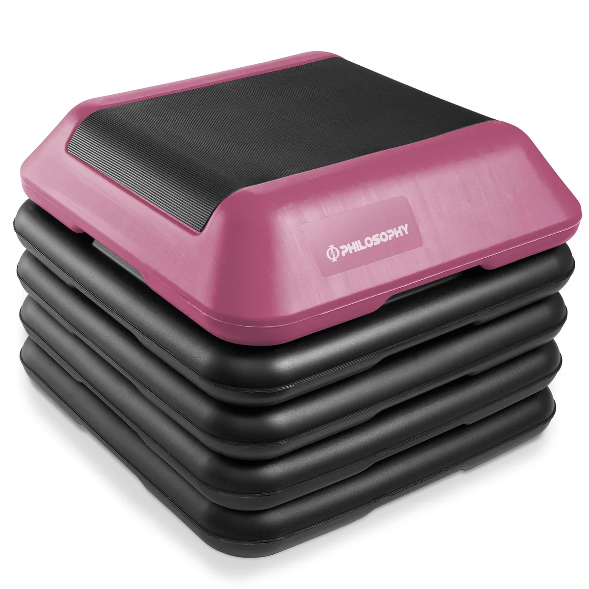 Philosophy Gym Philosophy Gym Adjustable Aerobic Step Platform 16" Pink 4 Risers 4-12" 275lb — product photo