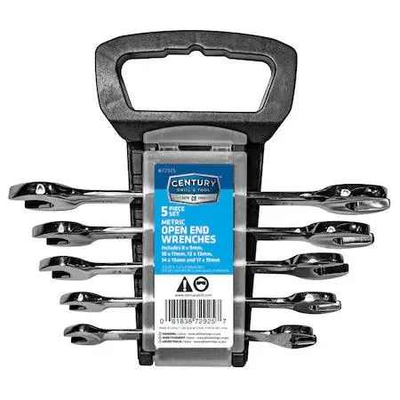 Century Drill & Tool Century Drill & Tool 72925 5-piece metric open-end wrench set 8-19 mm — product photo