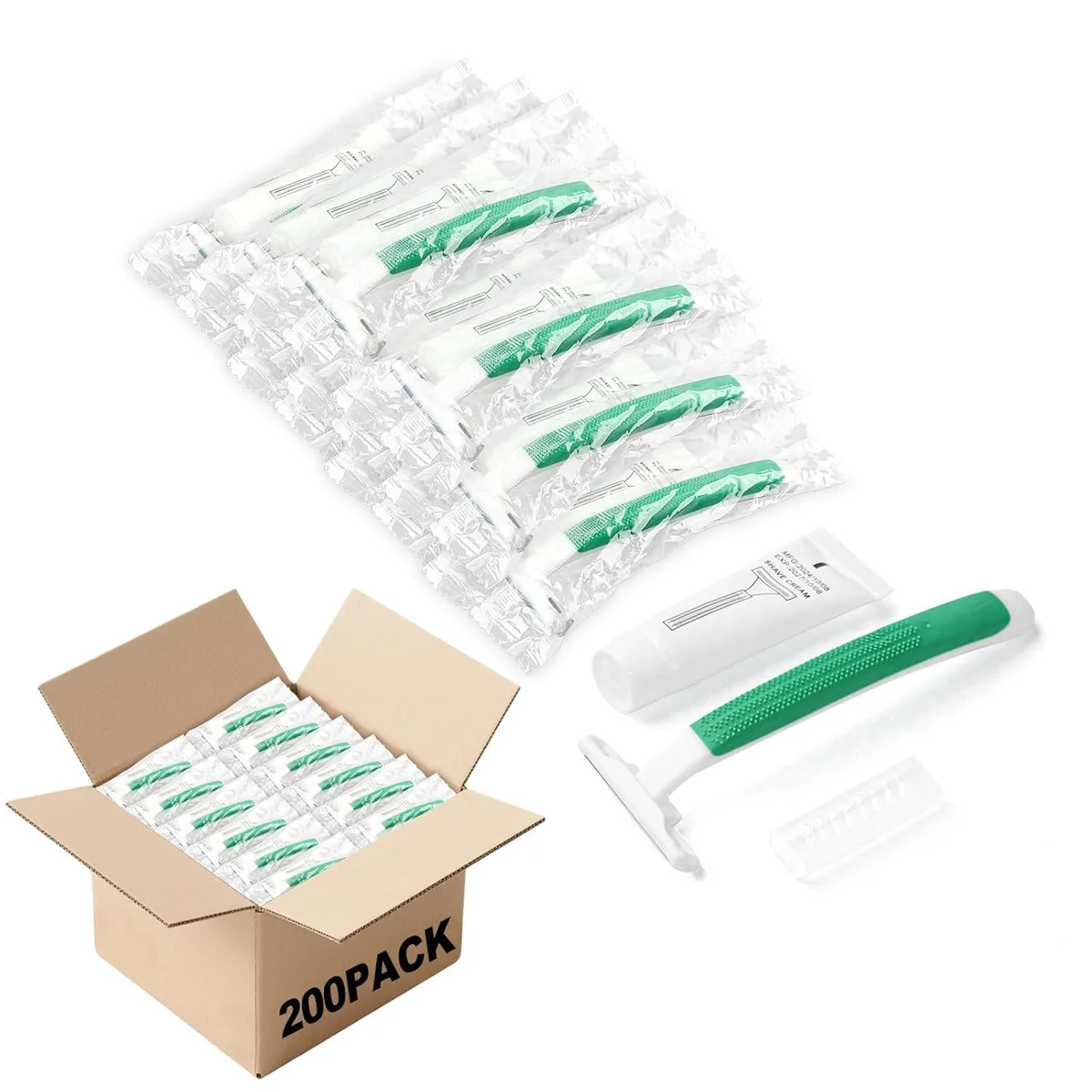 TAURKENAM TAURKENAM Twin Blade Disposable Razors with Shaving Cream 13g 200 Pack — product photo