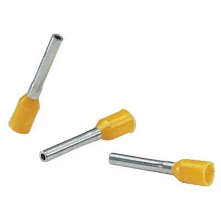 Yellow insulated copper ferrule, tin-plated barrel, 10 AWG, pack of 100