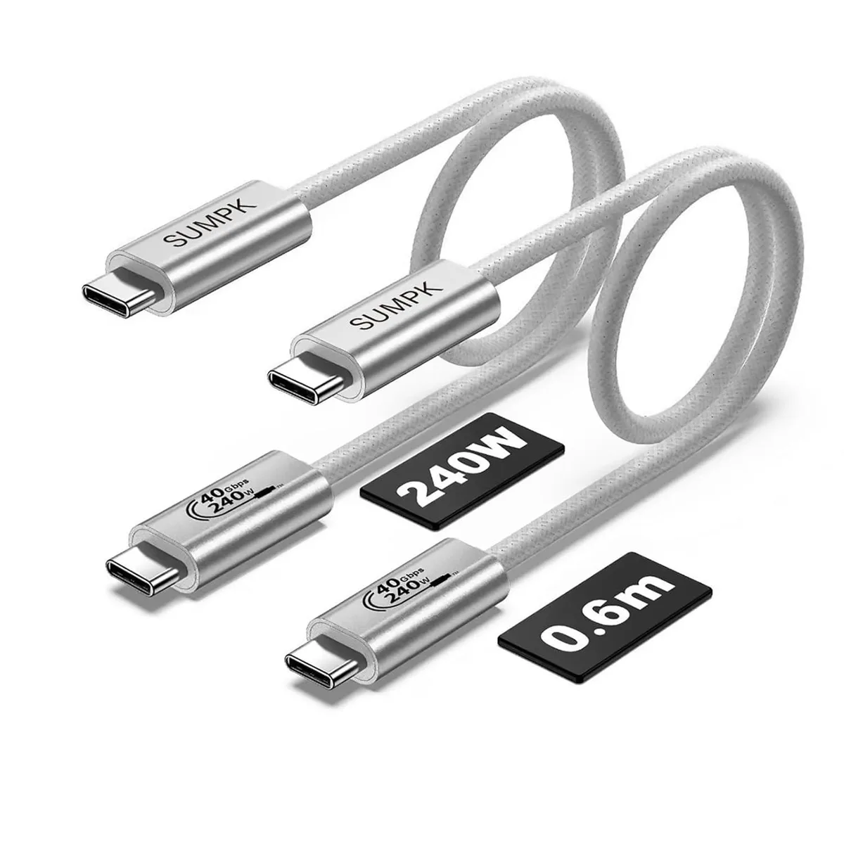 miqpower miqpower USB 4 cable 240W 40Gbps 8K 60Hz 2ft 2-pack — product photo
