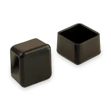 Square black plastic slip-on leg tips in a pack of 24