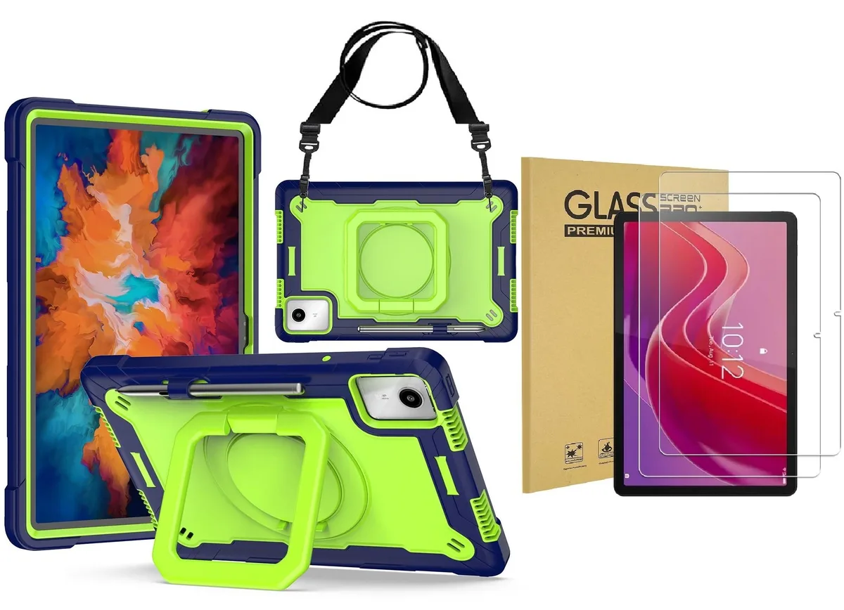 anicestore anicestore Lenovo Tab K11 LTE 11" Case Blue/Green 360 Stand Strap 2 Glass — product photo