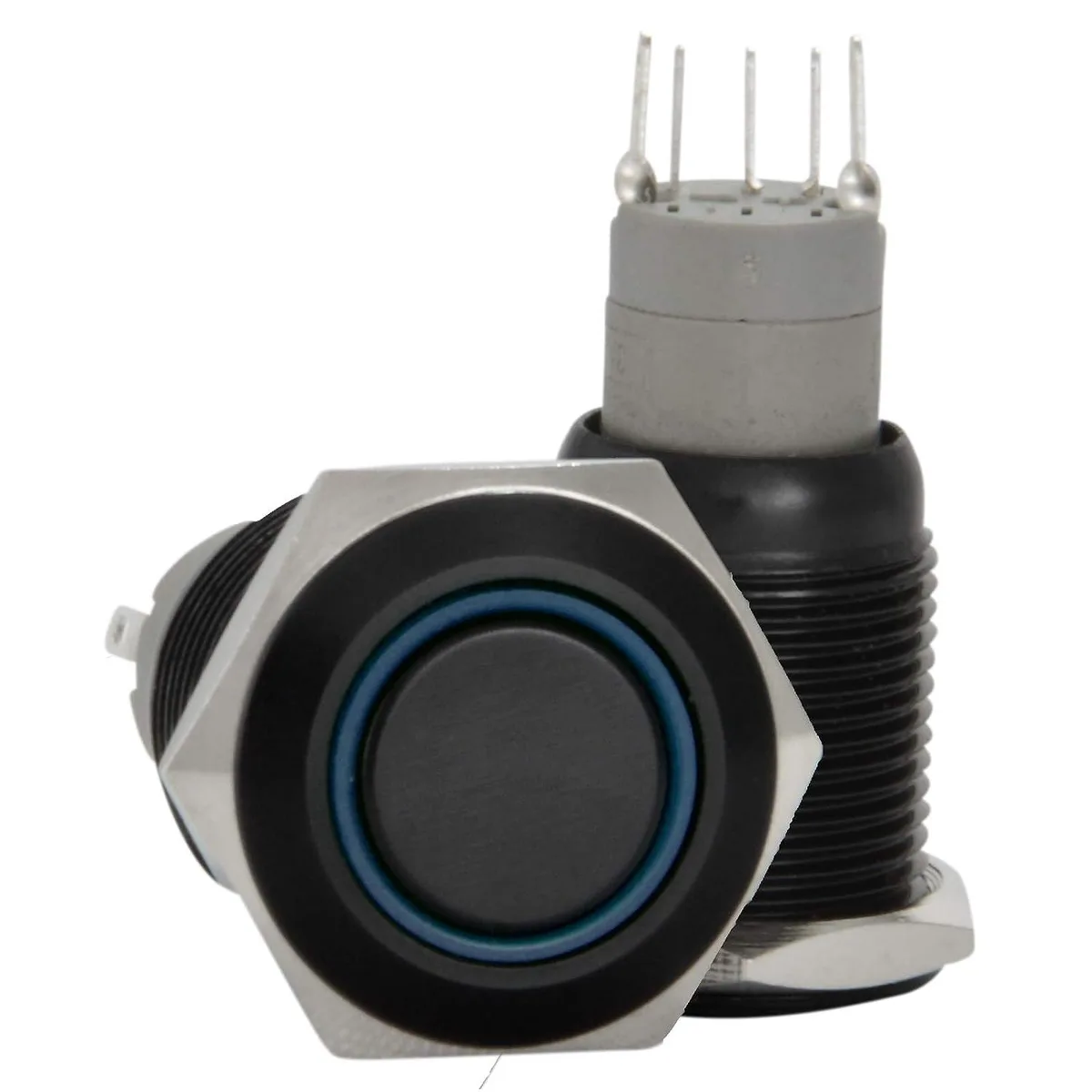 JacobsParts Inc. JacobsParts Inc. LTCH-N3-BLU 16mm latching push button disconnect 250V 3A IP67 blue LED — product photo