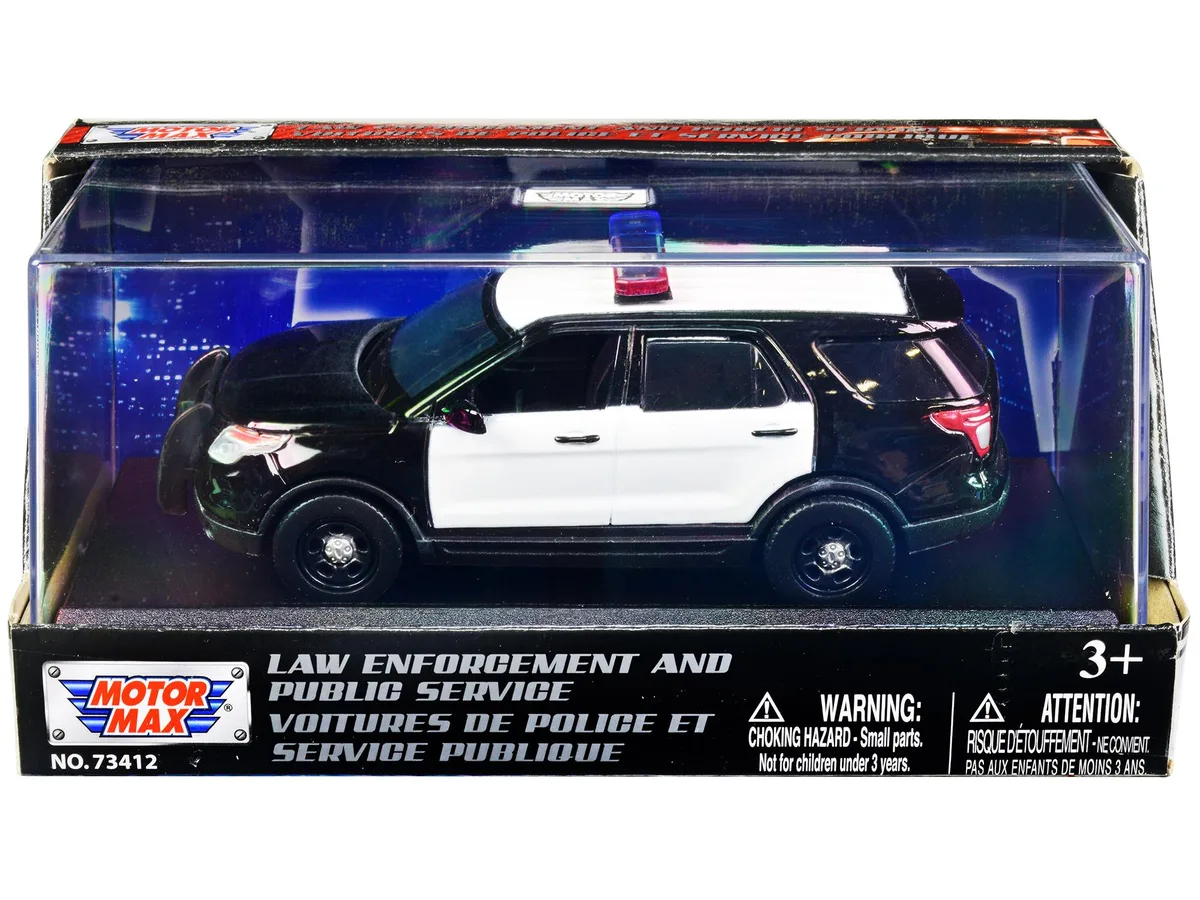 MOTORMAX MOTORMAX 2015 Ford Police Interceptor Utility Plain Black and White 1/43 Diecast Hobby Collectible — product photo