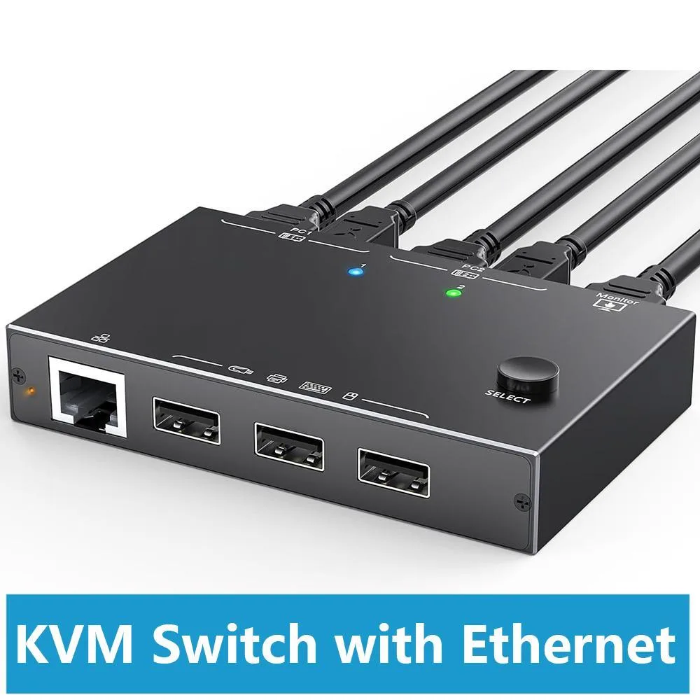 WRIARICH WRIARICH 2 Port HDMI KVM Switch with Ethernet 4K@60Hz — product photo