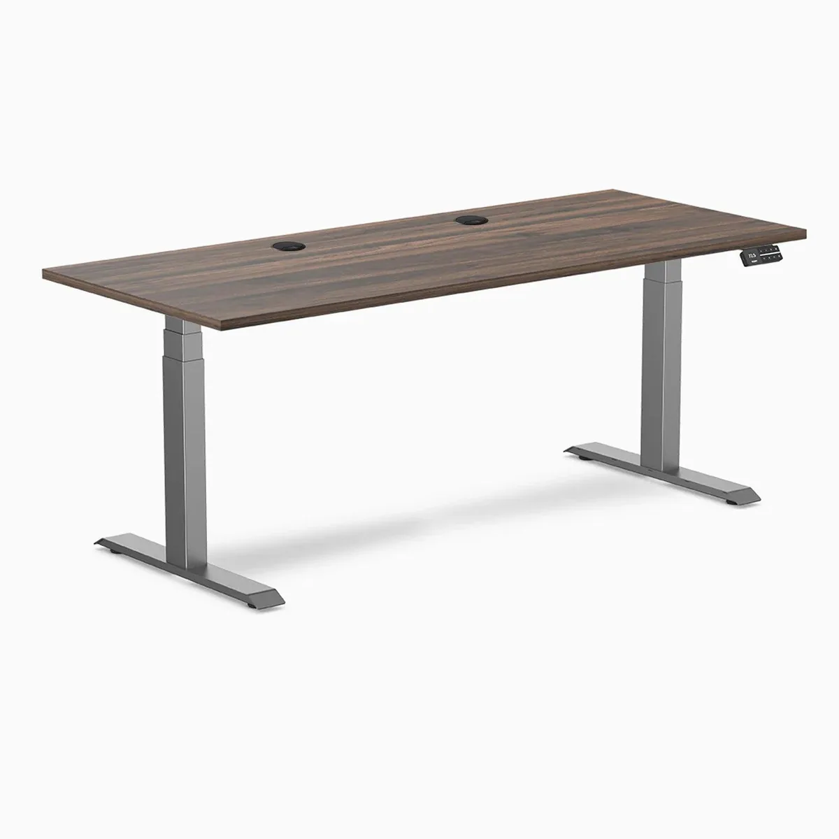 Desky Desky Dual Laminate Sit Stand Desk Jarrah Legno 70.9 x 29.5 in Space Gray — product photo