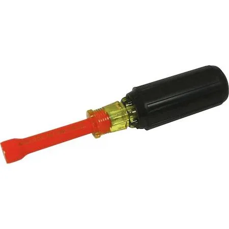Gray Tools 9 mm insulated nut driver with orange and yellow safety layers, cushioned non-slip handle, 1000 V rating