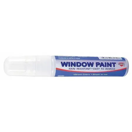 White COSCO paint marker with aluminium barrel and chisel tip