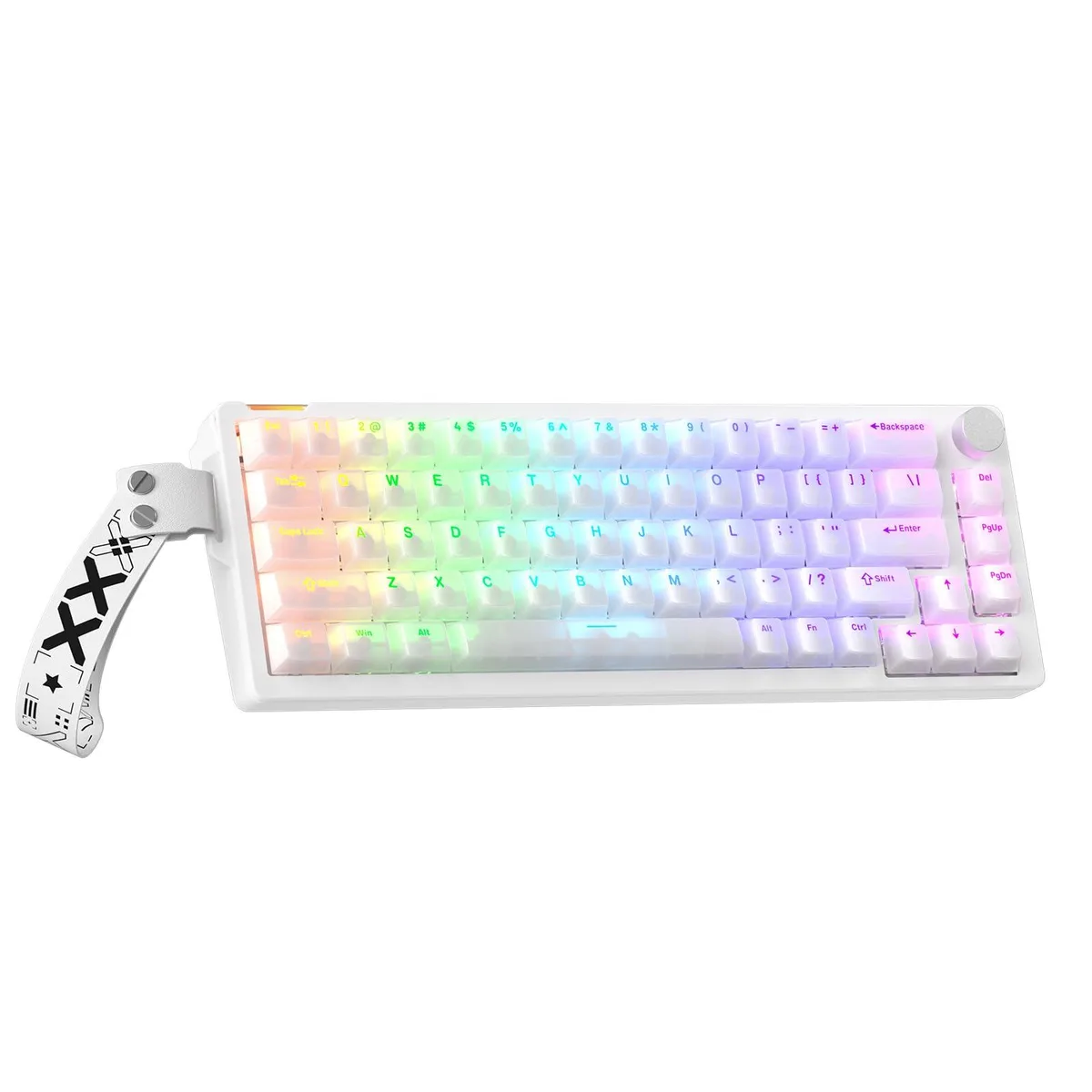 Azend 68% Wired Gaming Keyboard White RGB Gasket 8000 Hz Cream Switches Hot-Swap PBT Keycaps Volume Knob — product photo