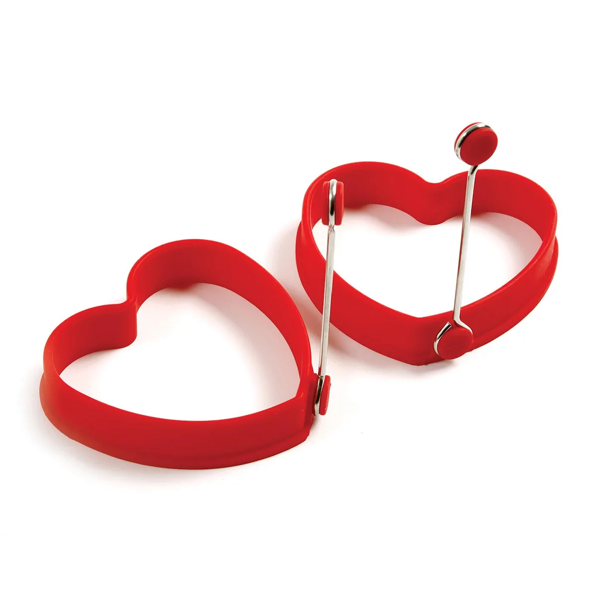Norpro Norpro 999R 3.5-Inch Silicone Heart Shaped Pancake and Egg Rings, Set of 2, Red — product photo