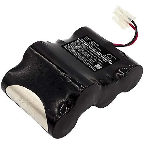 Rectangular medical battery pack with black plastic casing and connector port