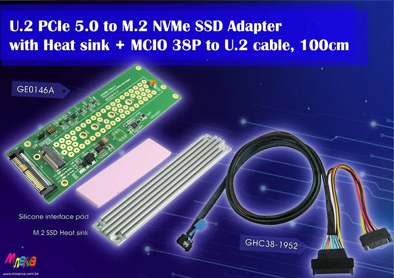 Innocard Innocard GHC38-1952 MCIO 38P PCIe 5.0 to U.2 100cm cable adapter — product photo