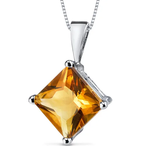 Oravo Oravo 14 kt White Gold Princess Cut 2.25 ct Citrine Pendant — product photo