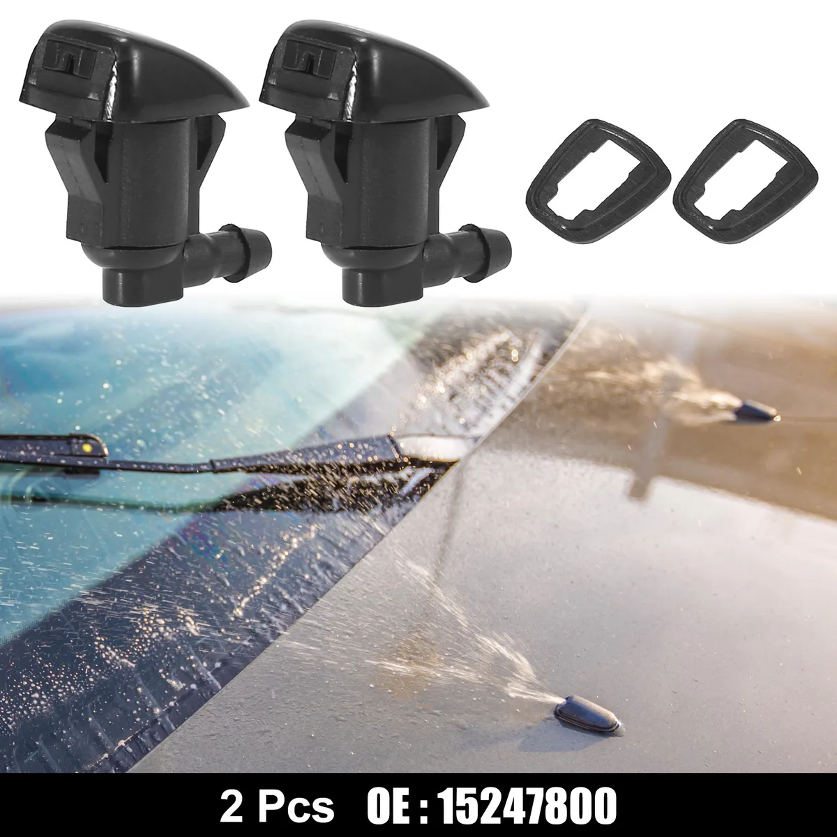Unique-Bargains Unique-Bargains Windshield Washer Nozzles Pair Black for Pontiac G6 Chevrolet Malibu Saturn Aura — product photo