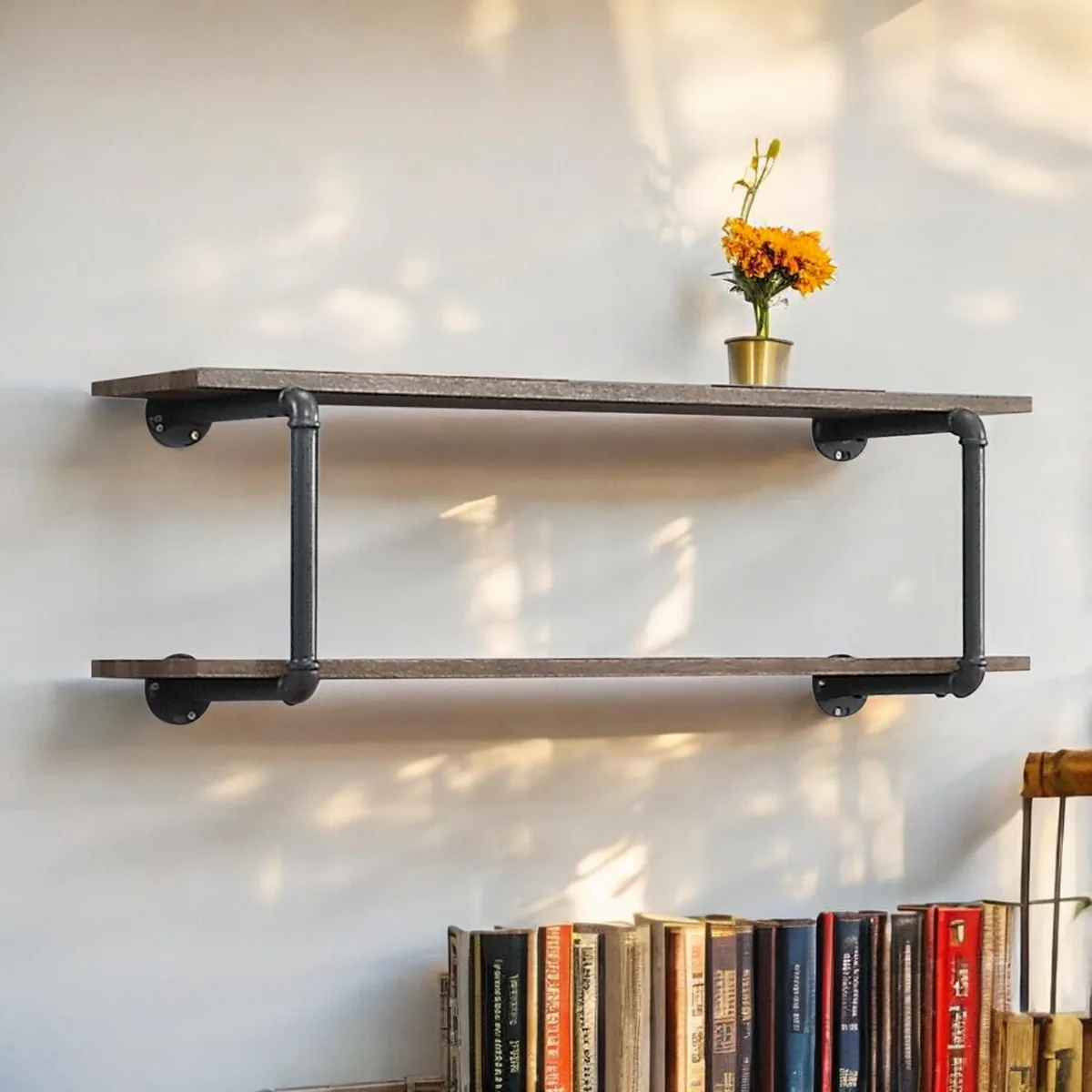 tuphen tuphen 2-tier wall bookshelf 25mm metal frame Oak — product photo