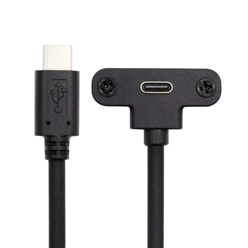 LORDWORLD LORDWORLD USB-C 2.0 Extension Cable 480Mbps 65W Up-Angled Panel-Mount 30cm — product photo