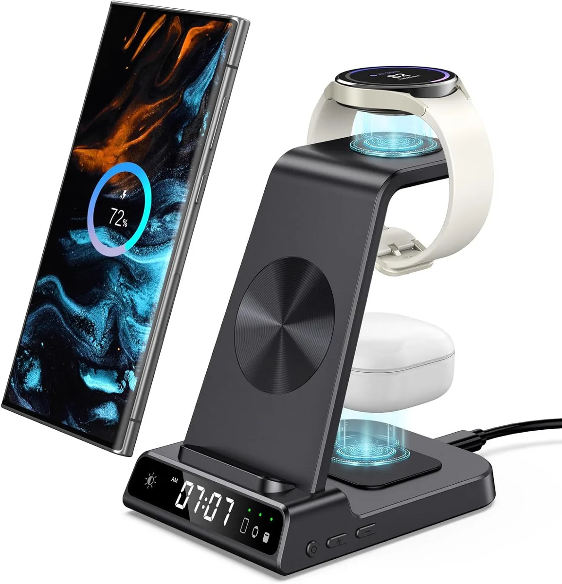 KINGARD KINGARD 4-in-1 Wireless Charger with Digital Clock — product photo