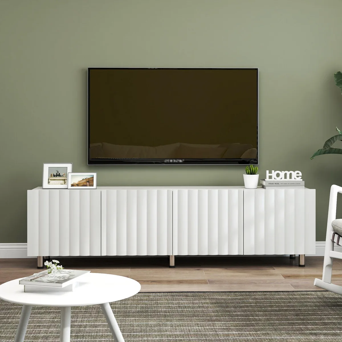 tuphen tuphen TV Stand 65+ Inch White 2 Drawers Home Entertainment — product photo