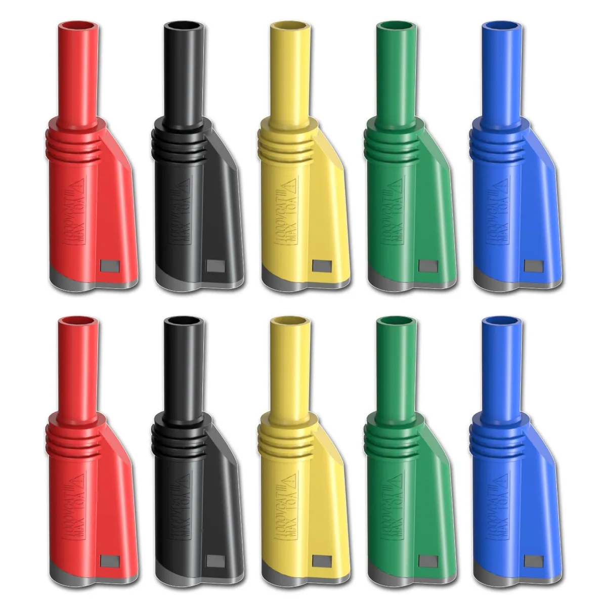 KEHIPI KEHIPI 4mm Stackable Shrouded Banana Plugs 10pcs Five Colors — product photo