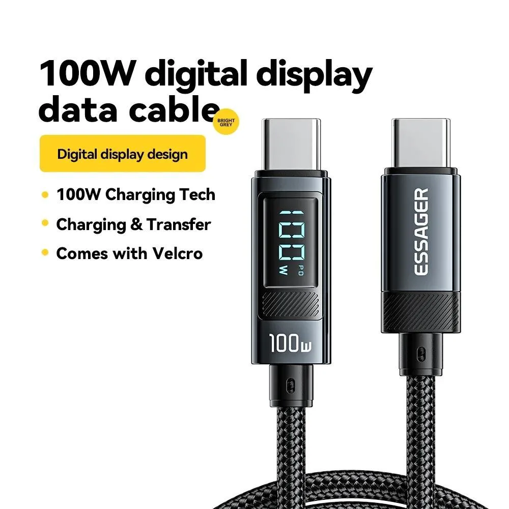 LUOM LUOM Essager HC100W USB-C to USB-C Cable 100W 6.6ft Black — product photo
