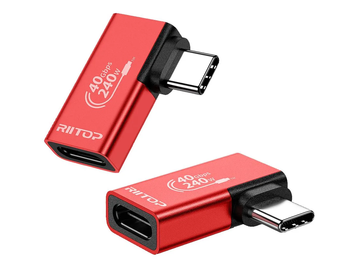 RIITOP RIITOP 240W 90° USB4 Thunderbolt 40Gbps 240W PD USB C Adapter 2 Pack — product photo
