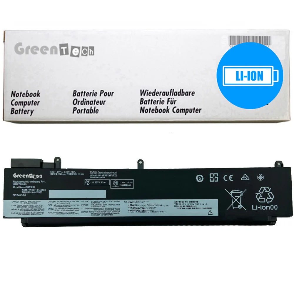 GreenTechLLC GreenTechLLC 00HW022 laptop battery for ThinkPad T460s T470s 24Wh — product photo