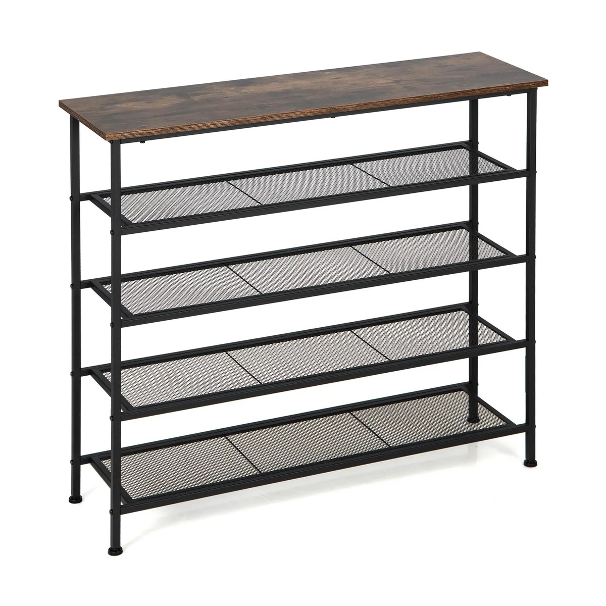 SlickBlue SlickBlue 5-Tier Shoe Rack 4 Shelves 16-20 Pairs Brown — product photo